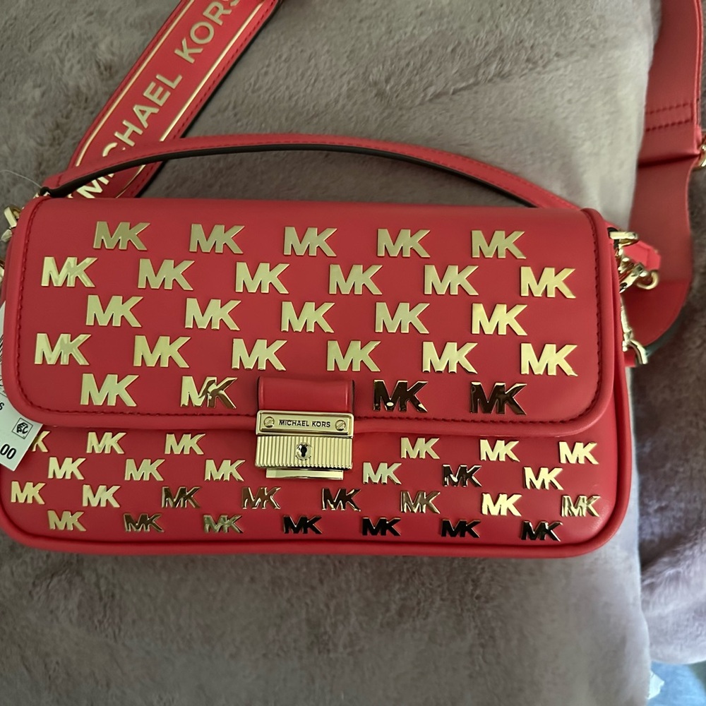 Michael Kors Bradshaw Coral Dahlia SM convertible shoulder bag